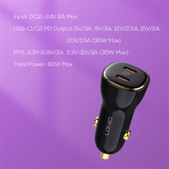 Cargador carro 60w carga rápida LDNIO