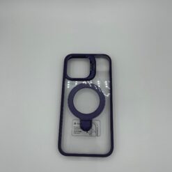 Funda metalica  morada transparente con doble soporte  iPhone 16 pro max